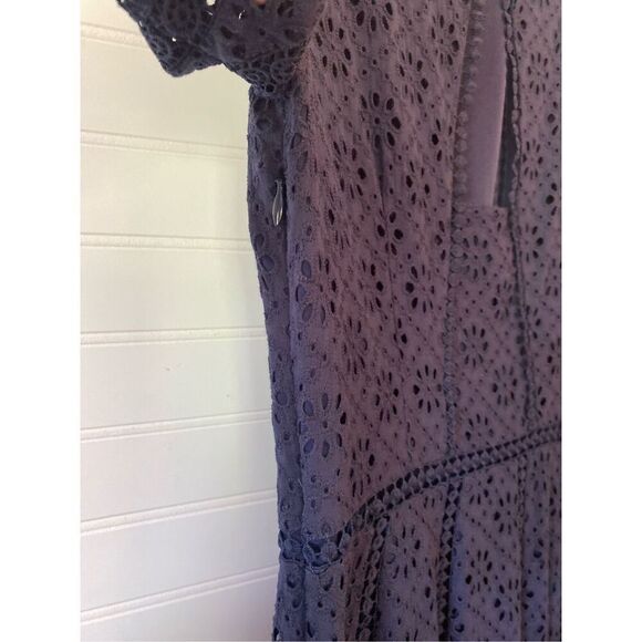 Cremieux Floral Embroidered Eyelet Cotton Navy Dress NWT Size 0 - Picture 7 of 8